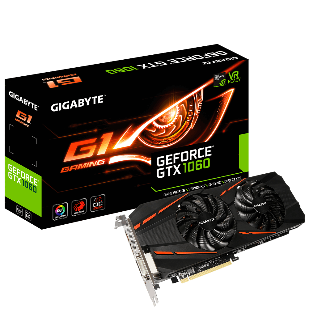 GIGABYTE NVIDIA GEFORCE® GTX 1060 G1 GAMING 6G (192 BIT) DDR5 (REV. 2.0)